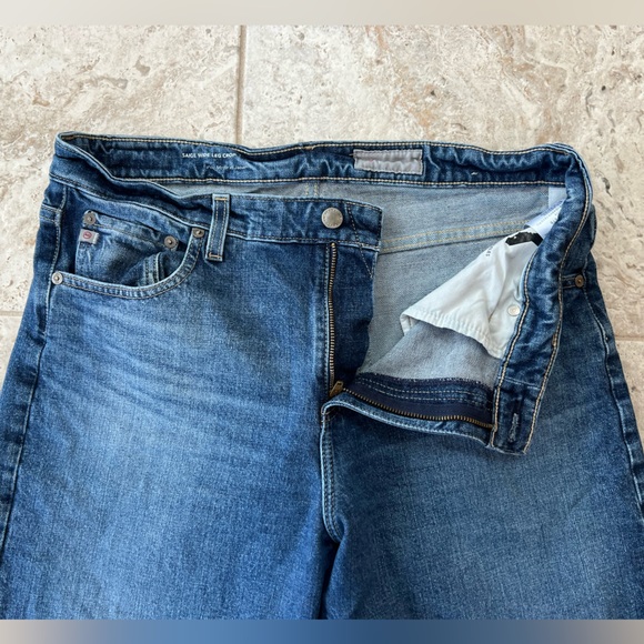 Adriano Goldschmied Saige Mid-Rise Wide Leg Crop Jeans Raw Hem, Medium Blue, 32 - Picture 7 of 13